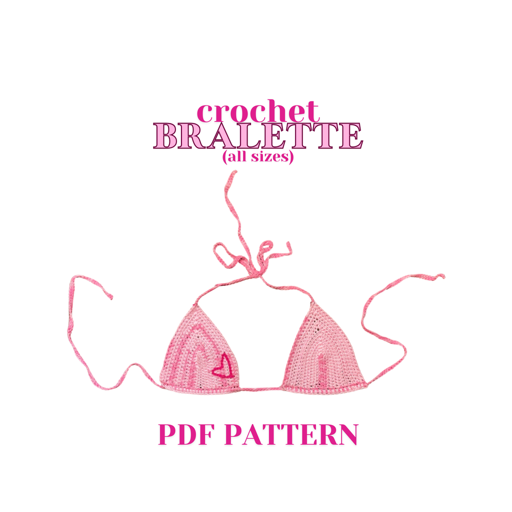Crochet Pink Heart Bralette Pattern (PDF Pattern + Video Tutorial)