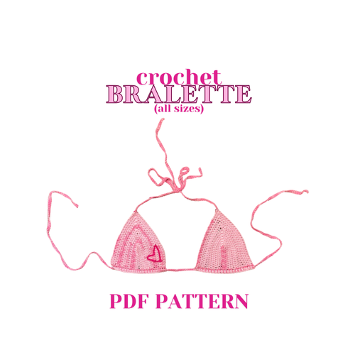 Crochet Pink Heart Bralette Pattern (PDF Pattern + Video Tutorial)